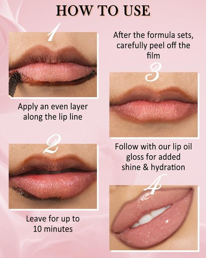 Peel Off Lip Liner Stain, Long Lasting Stay Waterproof Lip Tint Stain Peel Off, Pink Lip Liner Tattoo and Clear Glitter Lip Gloss Combo, Non-Stick Cup Nourishing Shimmer Lip Oil Lipstick Makeup-Set 1