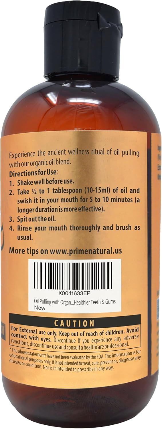 Natural Oil Pulling - Organic Coconut & Cinnamon Bark Oil 8oz | Teeth Whitening & Fresh Breath