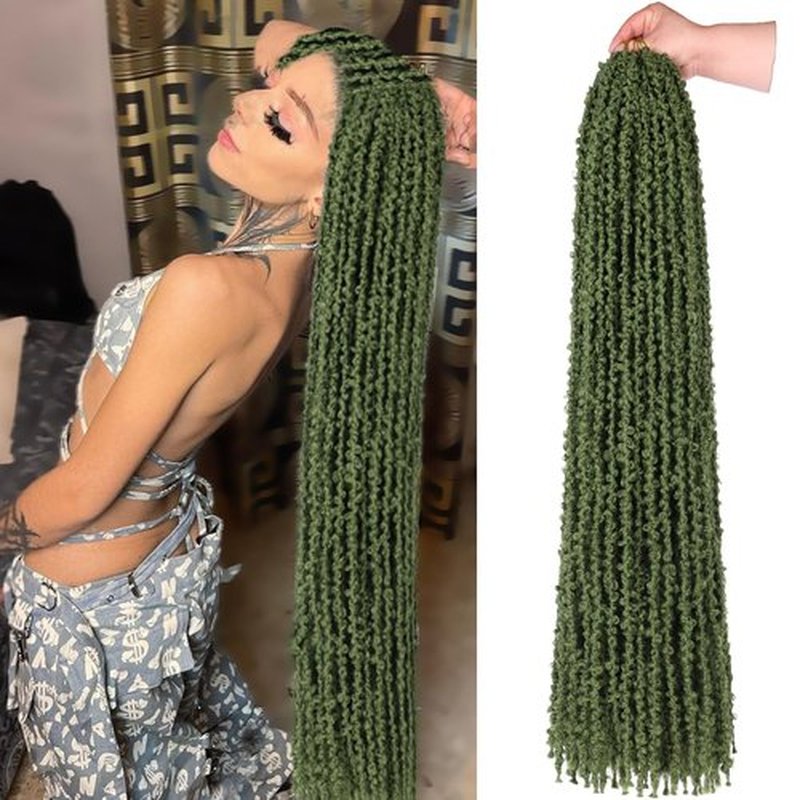ZRQ Butterfly Locs Crochet Hair 30 Inch 6 Packs Green Distressed Faux Locs Crochet Braids, Pre looped Handmade Butterfly Faux Locs for Women(6Packs,Green#)