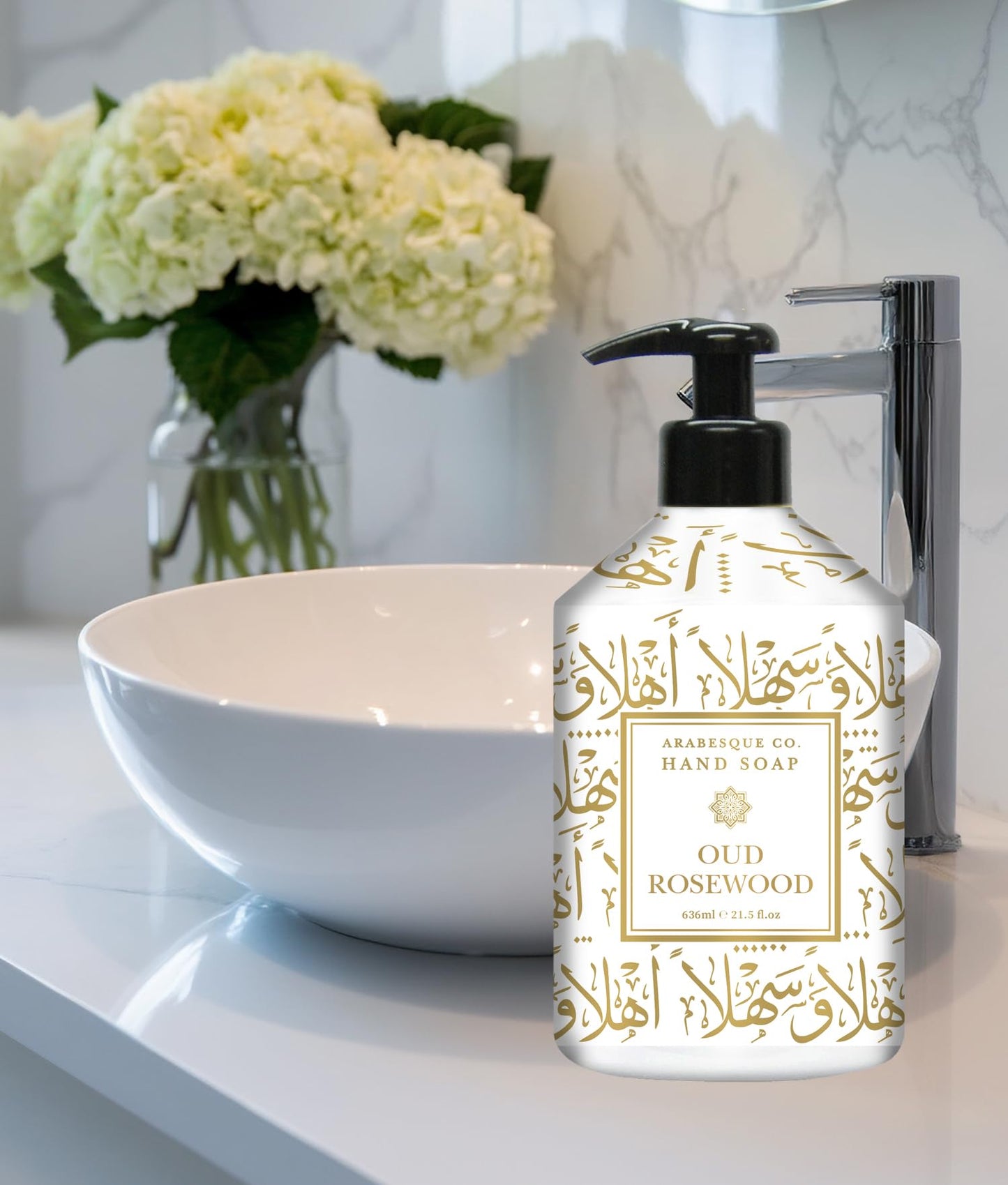 Home & Body Company Arabesque Co. Hand Soap Set 4-Pack (21.5 fl oz Each) – Arabian Jasmine, Oud Rosewood, Orange Blossom & Egyptian Musk – Moisturizing Liquid Soap for Kitchen & Bathroom