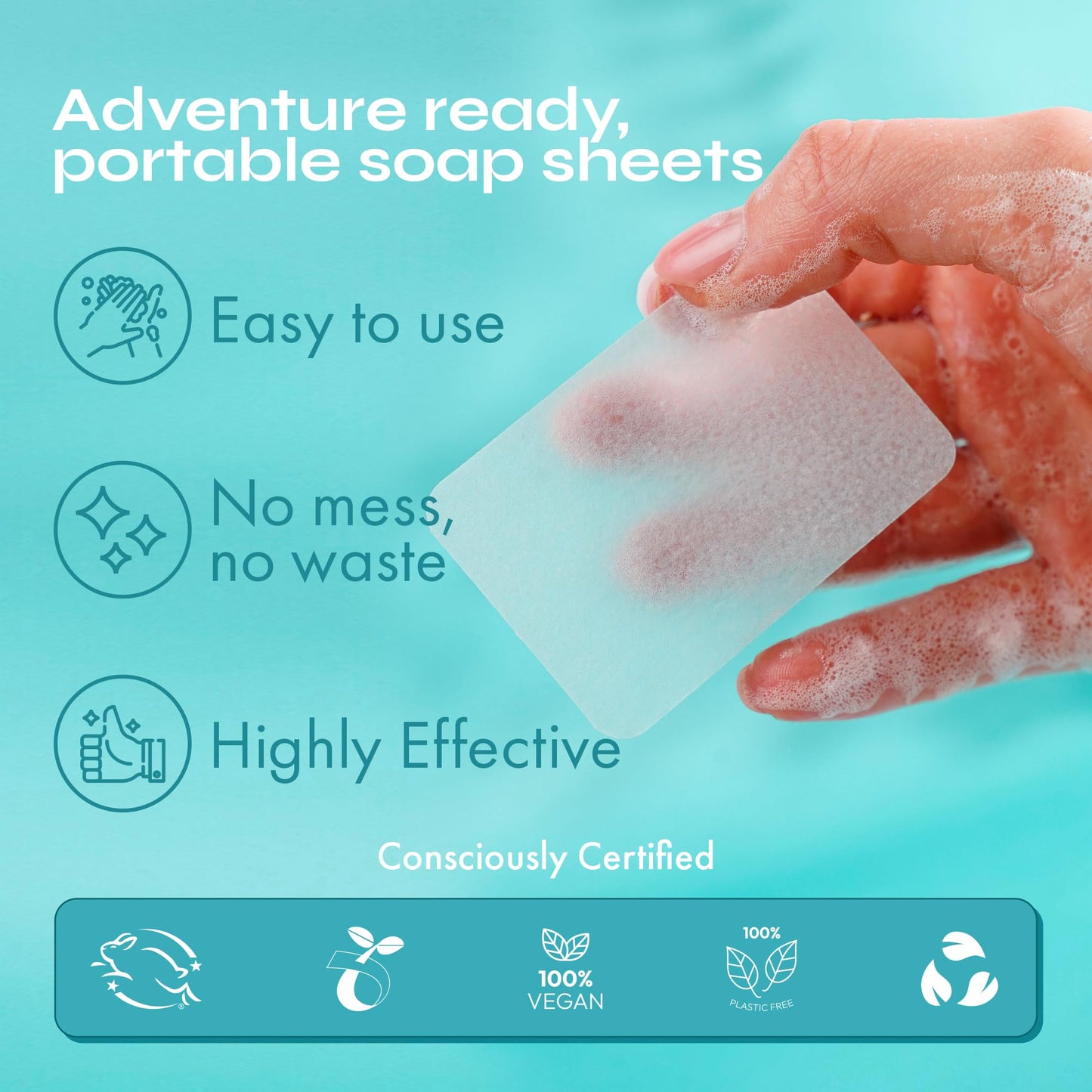 FOMIN - Paper Soap Sheets for Hand Washing - (100 Sheets) Tea Tree Portable Travel Soap Sheets, Dissolvable Camping Mini Soap, Portable Hand Soap sheet