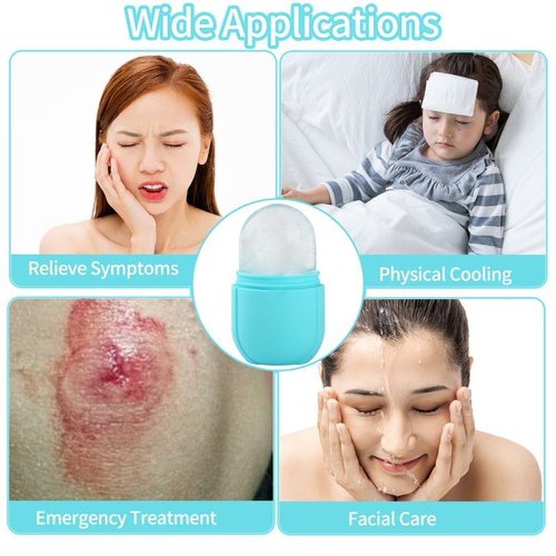 Ice Roller Mold-Ice Roller for Face and Eye，Beauty Cube Brighten Skin &Enhance Natural Glow &Remove Fine Lines，Facial Beauty Ice Roller Skin Care Tools (Oval, blue)
