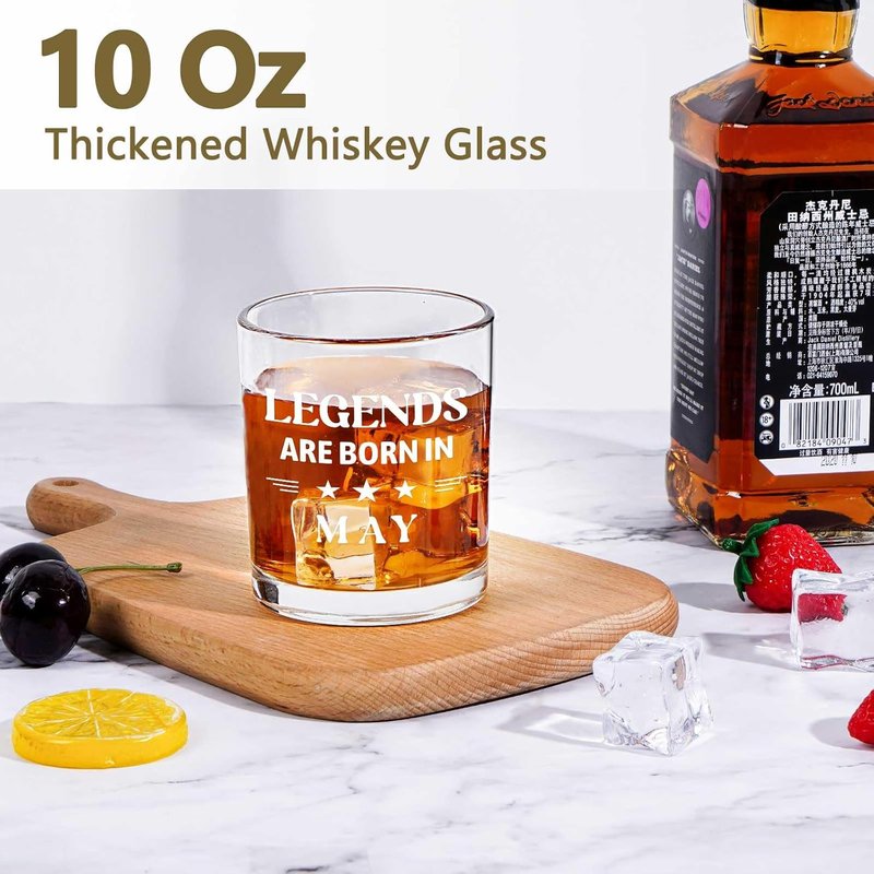 Legends Are Born In May Whiskey Glass - 10 Oz Birthday Gift for Men | Perfect for 40th, 50th, 60th Celebrations