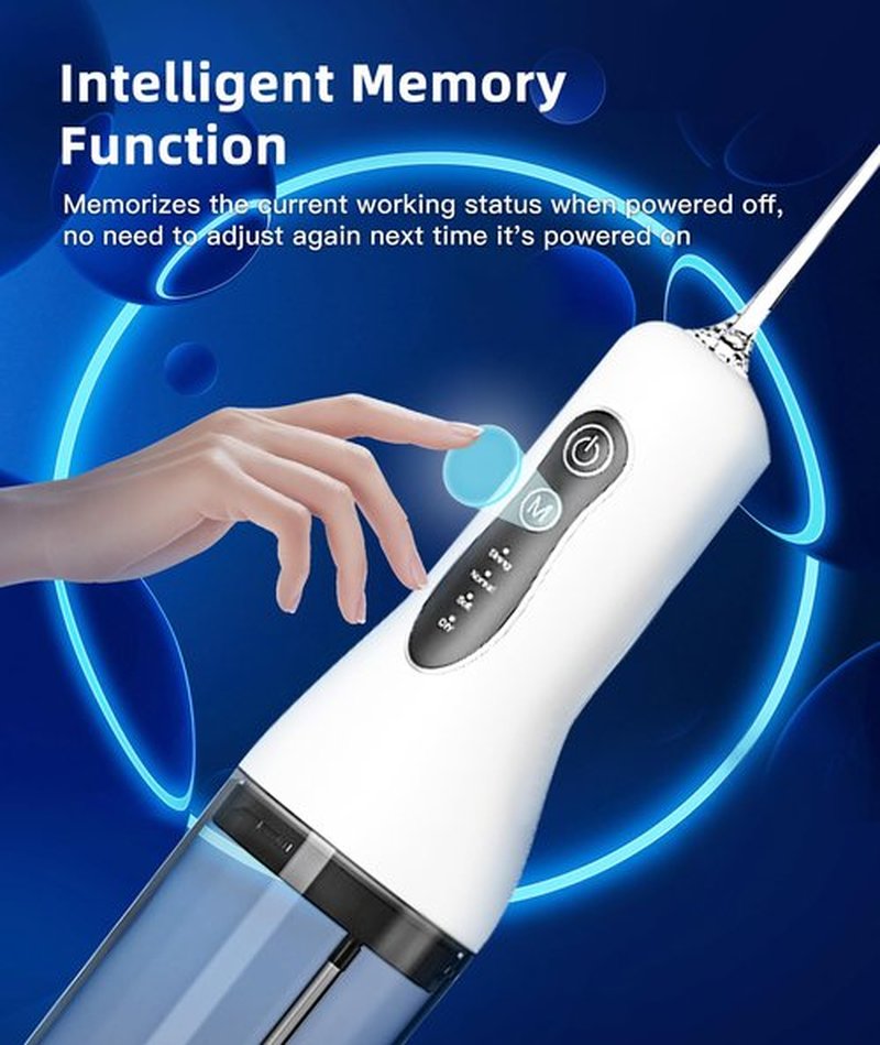 Portable Water Flosser for Teeth Cleaning, 5 Jet Tips, 4 Cleaning Modes, 1500mAh Rechargeable Battery, 260ml Water Tank, IPX7 Waterproof for Braces, Sensitive Teeth & Travel (White)