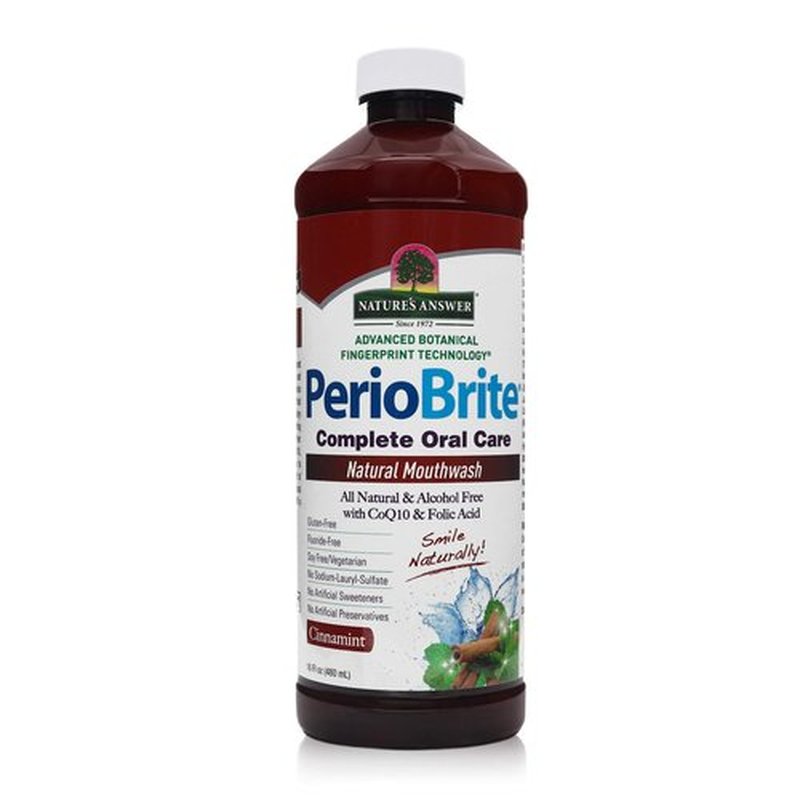 Nature's Answer Periobrite Alcohol-Free Mouthwash, Cinamint, 16 Ounce (2 Pack) | Fluoride Free | Breath Freshener | Stain Remover | Natural Teeth Whitener