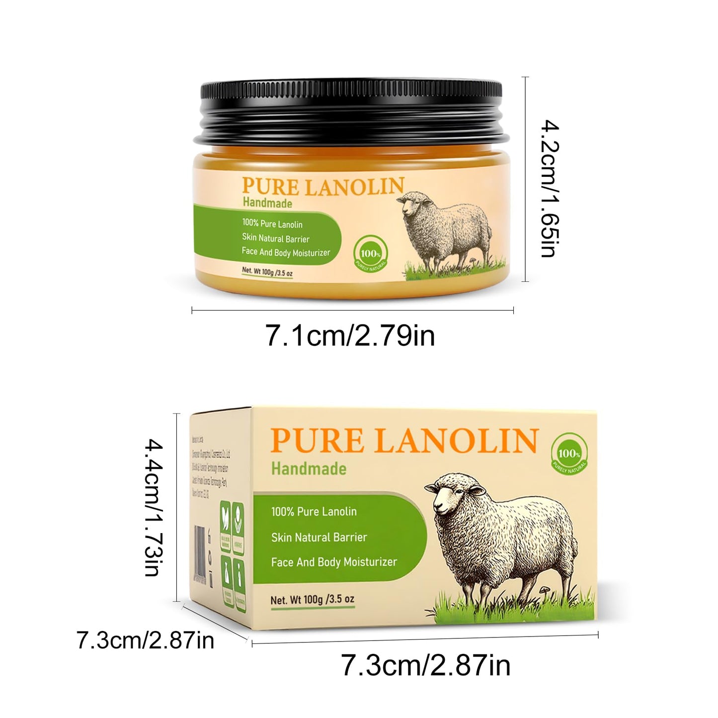 YURHERSU Pure Lanolin Face Balm, Skin Moisturizing Cream, Firming Soothing Improving Skin Creating Protective Film Anti-wrinkle, Daily Moisturizer Face Cream Fights Dry Skin For SkinCare