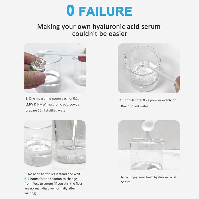 Hyaluronic Acid Powder - DIY Hydrating Serum for Skin | 33 oz, Non-GMO, Low & High Molecular Weight