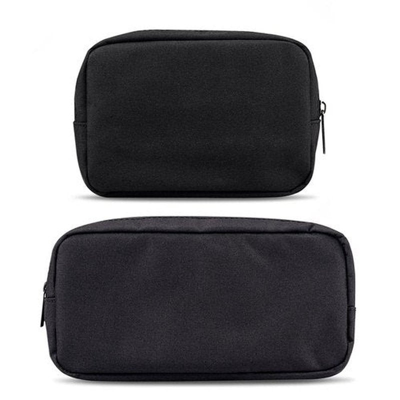 ERCRYSTO Universal Electronics/Accessories Soft Carrying Case Bag, Durable & Light-Weight,Suitable for Out-Going, Business, Travel and Cosmetics Kit (Small+Big-Black)