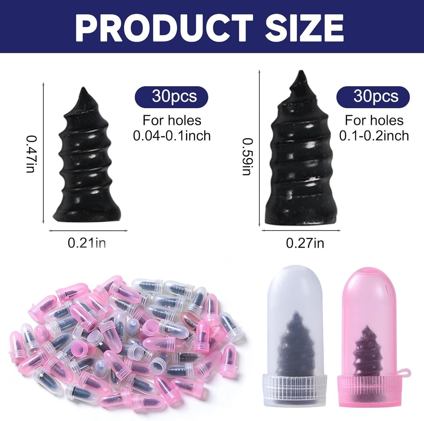 COOSLIM 60PCS Tire Repair Rubber Nail, Rubber Vacuum Tire Repair Spiral Screws Kits, Self-Service Tire Screw Plugs Quick Repairs Tool for Car, Motorcycle, Truck, Tractor Tires Puncture Repair (60)