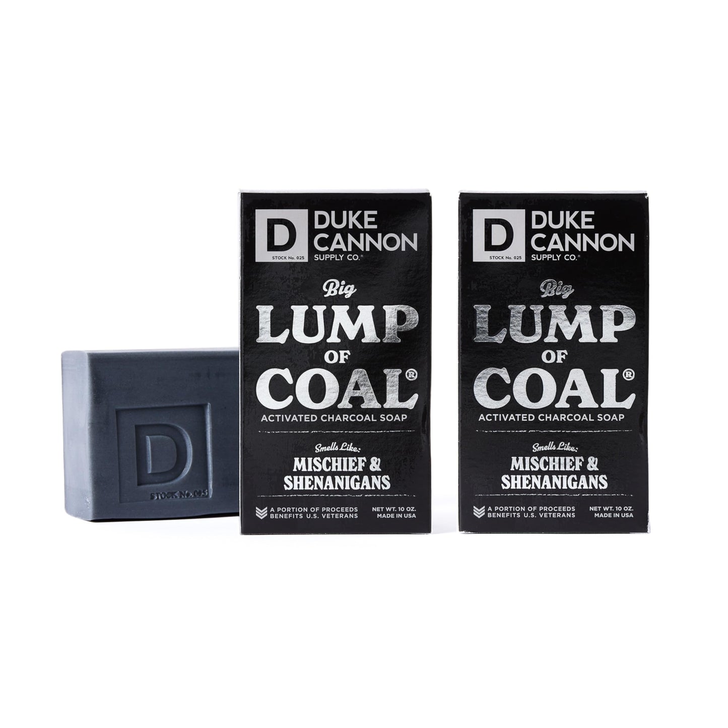 Duke Cannon Supply Co. Big Brick of Soap Bar for Men Holiday Edition - Lump of Coal (Bergamot & Black Pepper Scent), 10 oz. (2 Pack)