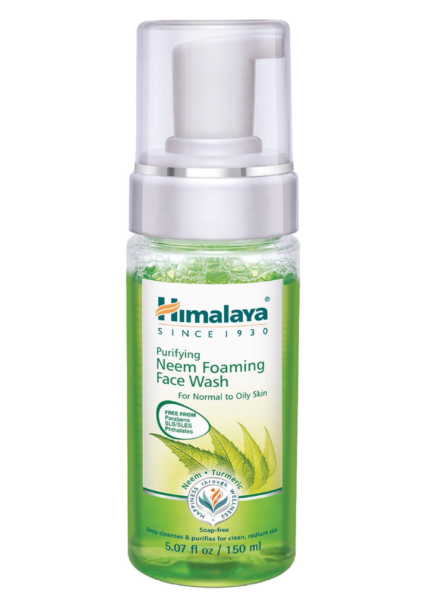 Himalaya Purifying Neem Foaming Face Wash, Soap-Free Daily Foaming Facial Cleanser with Neem & Turmeric for Deep Cleaning, Paraben-Free, Dermatologically Tested, 150 ml (5.07 oz)