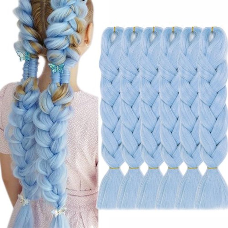 Maysa Jumbo Braiding Hair Extensions 24in Baby Blue Braiding Hair Pre stretched 6Packs Soft Synthetic Hair for Braiding #Light Blue