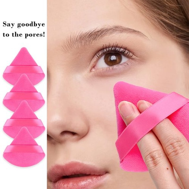 RAREIUS 8pcs Triangular Powder Puff Face Soft Velvet Makeup Puff for Loose Powder Body Powder Makeup Sponge for Contouring Wet Dry Foundation Blender Sponge Beauty Makeup Tool.(Rose Red)