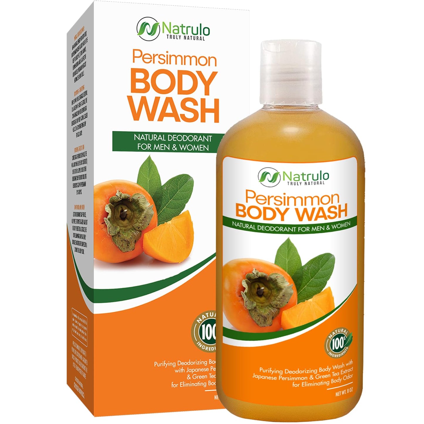 Persimmon Body Wash for Body Odor Control – Purifying Deodorizing Soap for Eliminating Odor – Underarms, Intimate Inner Thigh, Bikini Area, Smelly Feet – Natural Deodorant Soap