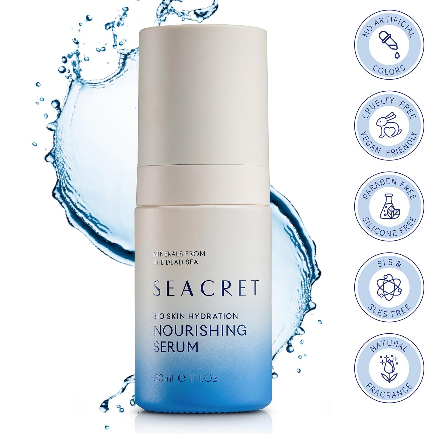 SEACRET Bio Skin Hydration Dead Sea Nourishing Serum - FERMENT 21 Barrier Support with Niacinamide & Hyaluronic Acid, Hydrating Face Serum for Radiant, Youthful Skin, All Skin Types, 1 Fl Oz / 30 ml