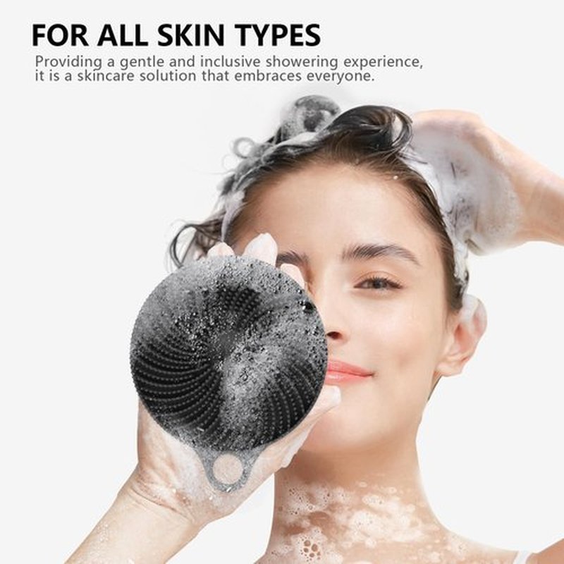 BEAUTAIL 2 in 1 Silicone Brush, Body Shower Scrubber and Scalp Hair Massager Shampoo Brush, Deeply Cleanse Skin, Dandruff Removal and Hair Growth, Gentle for Women Men Sensitive Skin, 1 Pack (Black)