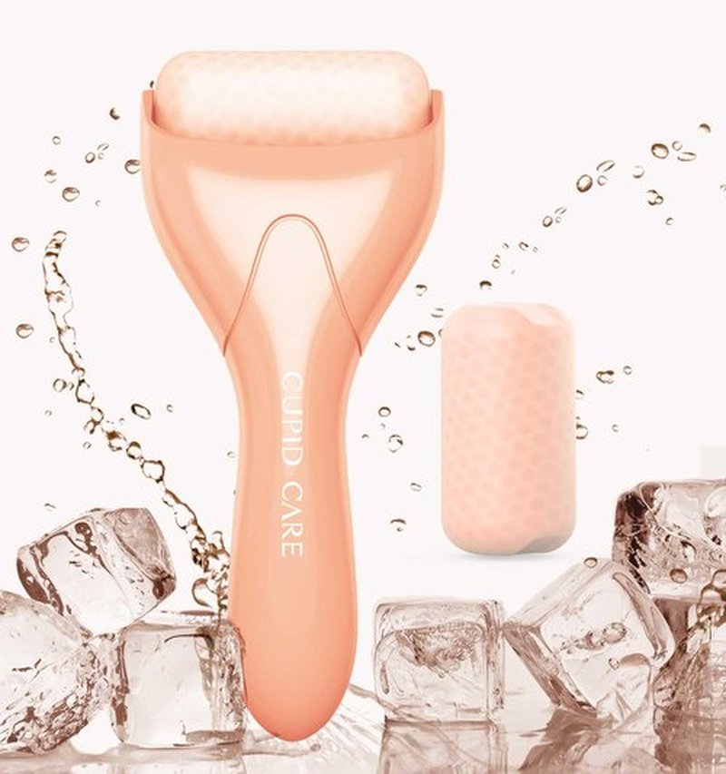 CUPID CARE Ice Roller for Face [2-Rollers], Ice Face Roller Ice Compress Facial Roller Massager for Beauty, Calms Skin, Face Roller Skin Care Tool Woman Gifts | Apricot Pink
