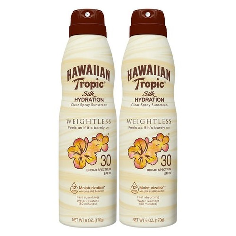 Hawaiian Tropic Weightless Hydration Clear Spray Sunscreen SPF 30 & Everyday Active Spray Sunscreen SPF 50, 6oz | Hawaiian Tropic Sunscreen SPF 50, Sunblock, Oxybenzone No Sunscreen