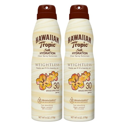 Hawaiian Tropic Weightless Hydration Clear Spray Sunscreen SPF 30 & Everyday Active Spray Sunscreen SPF 50, 6oz | Hawaiian Tropic Sunscreen SPF 50, Sunblock, Oxybenzone No Sunscreen