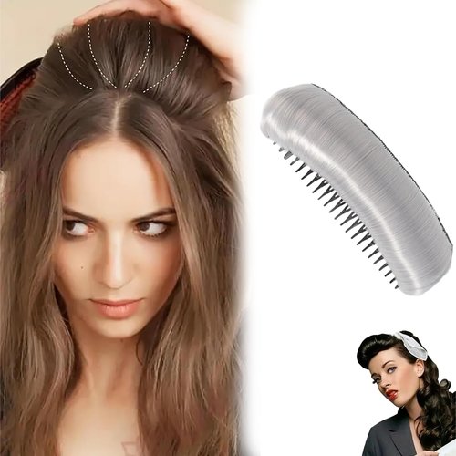 Invisible Fluffy Hair Pad, Natural Hair Bump Clip for Volume, DIY Heighten Hair, Fluffy Hair Pad Styling Insert Tool, Hair Bun Invisible False Hair Clip(1pcs, Silver gray)