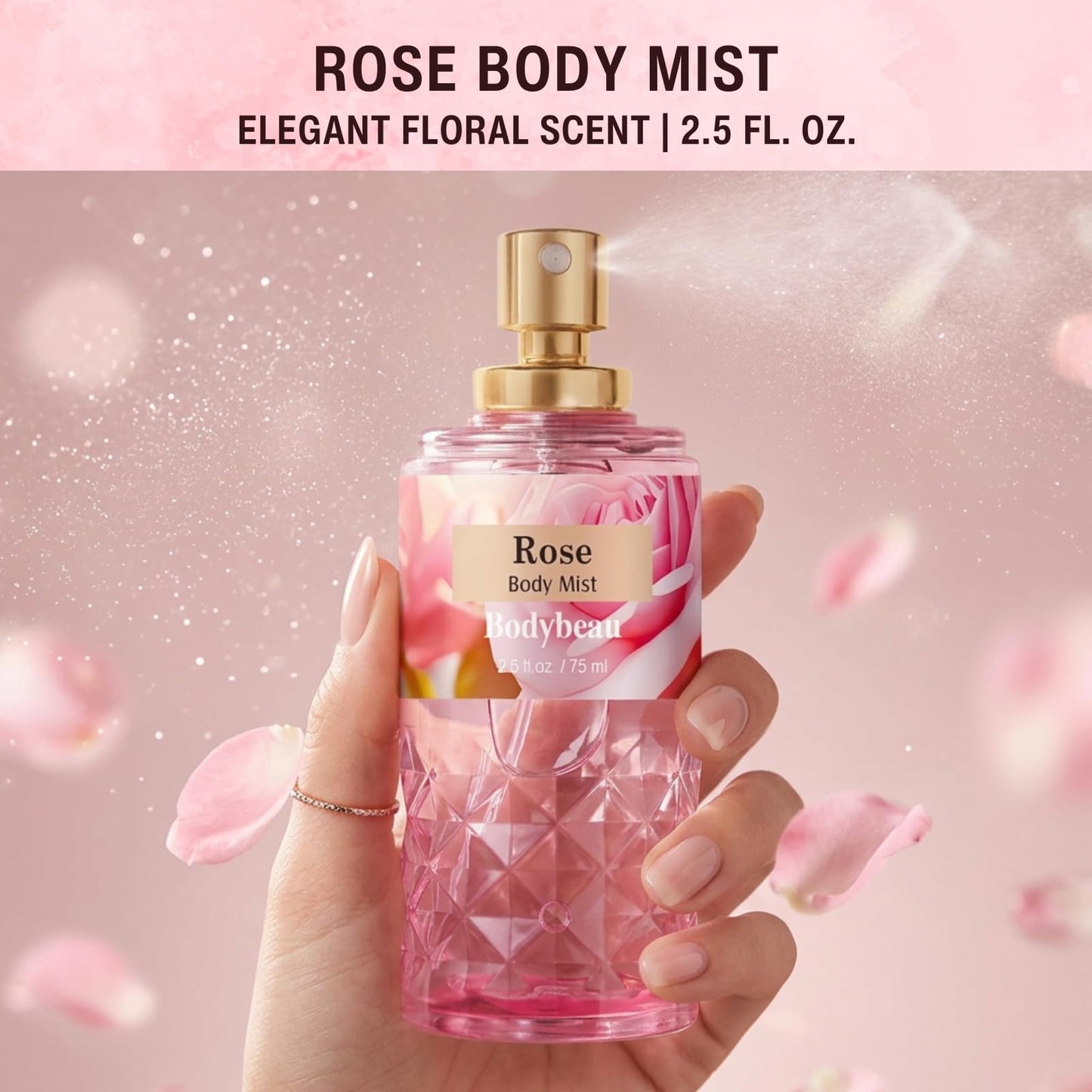 Rose Spa Gift Set For Women - 3PCS Luxury Bath and Body Kit with Shower Gel, Body Lotion & Body Mist - Portable Travel Size Self Care Gift for Mom, Wife, Teens, Friends or Her