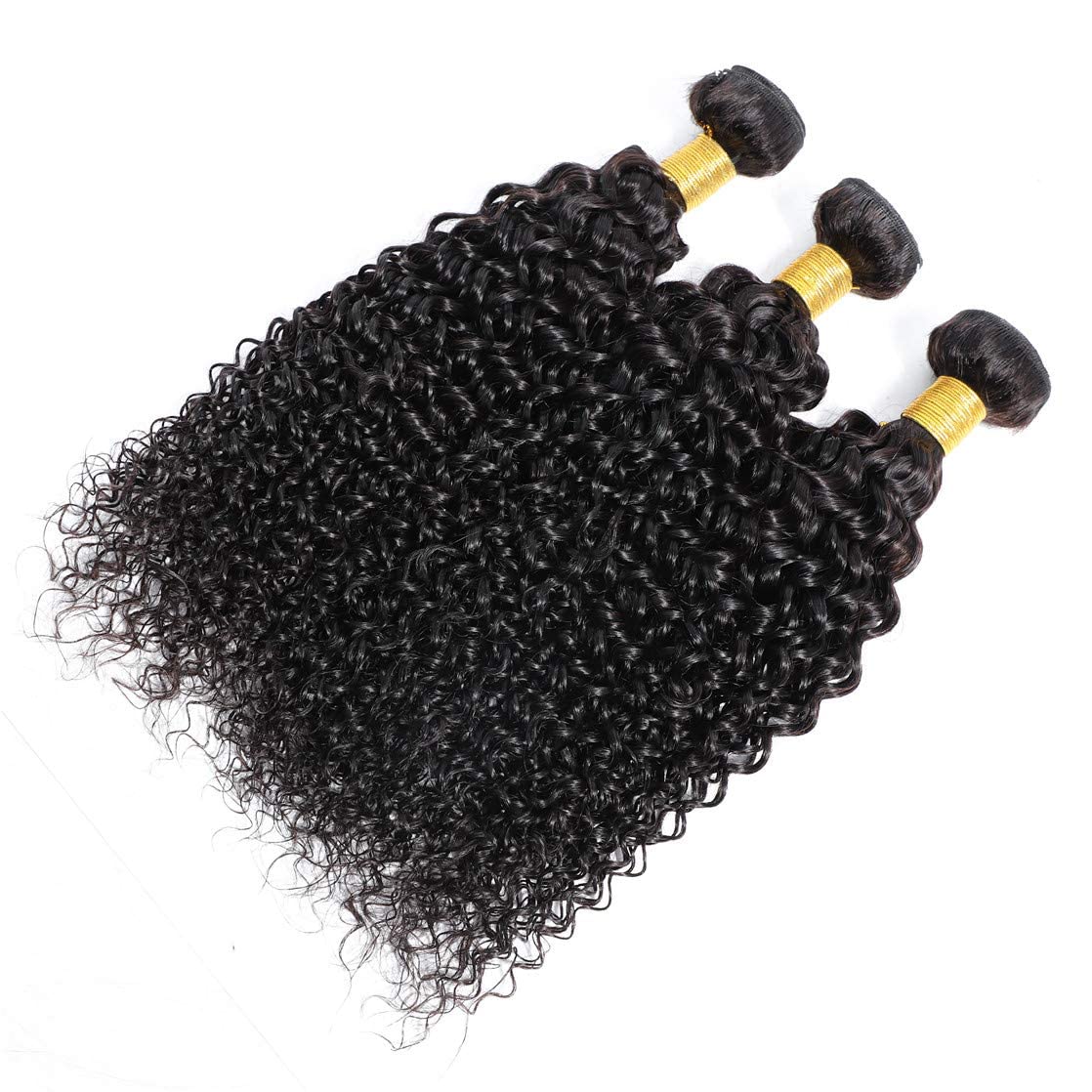 Selina 3 Bundles 16 18 20 inch Kinky Curly Bundles Curly Human Hair Bundles Unprocessed Remy Hair Extensions Brazilian Virgin Human Hair 100 Gram/Bundle Natural Color (16"18'' 20'',Curly)
