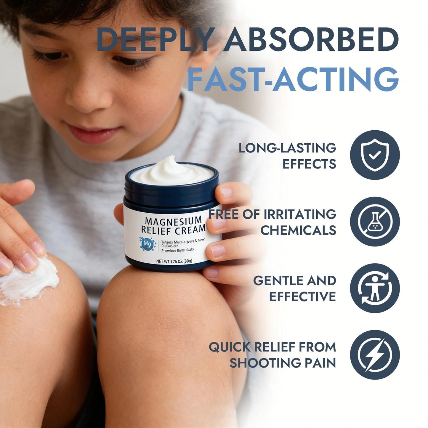 Bleue Magnesium Joint Relief Cream – Fast-Acting Deep Absorption Formula for Muscle & Joint Comfort – Non-Greasy Magnesium Lotion for Neck, Back & Legs – 1.76oz