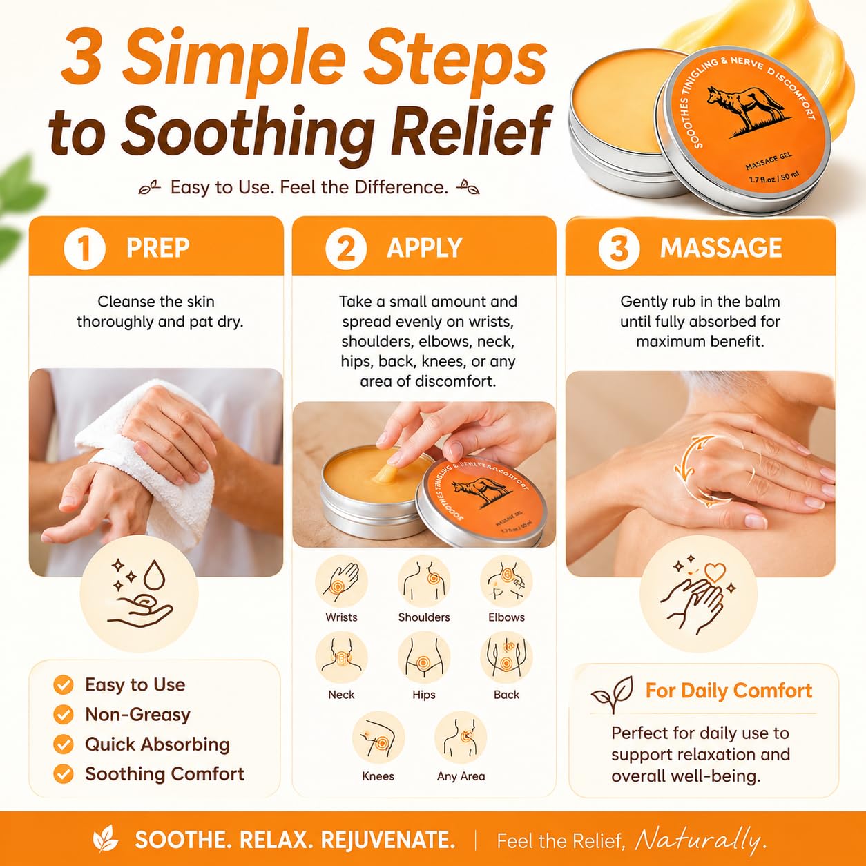Nerve Relief Balm for Neuropathy Neuro Magnesium Balm with Menthol & MSM, Cooling Soothing Massage Cream for Muscle & Joint Comfort(1.7 Fl Oz (Pack of 2)