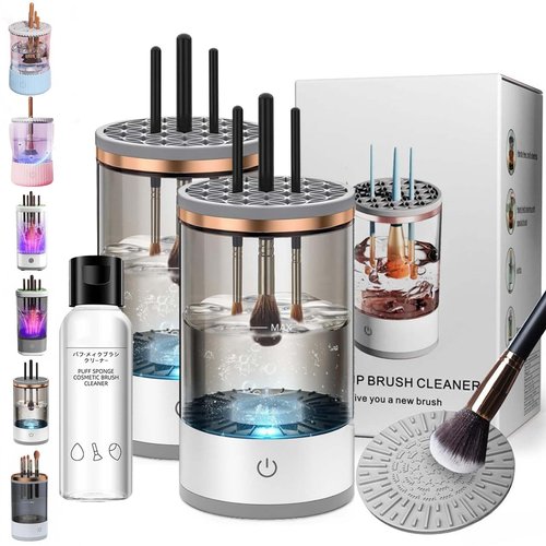 Beautyswirl - Cosmetic Brush Cleaner, The Cozy Luna Brush Cleaner, Multicolor Makeup Brush Cleaner Usb Rechargeable Automatic Deep Cosmetic Cleaning Device (Charging,2PCS-White)