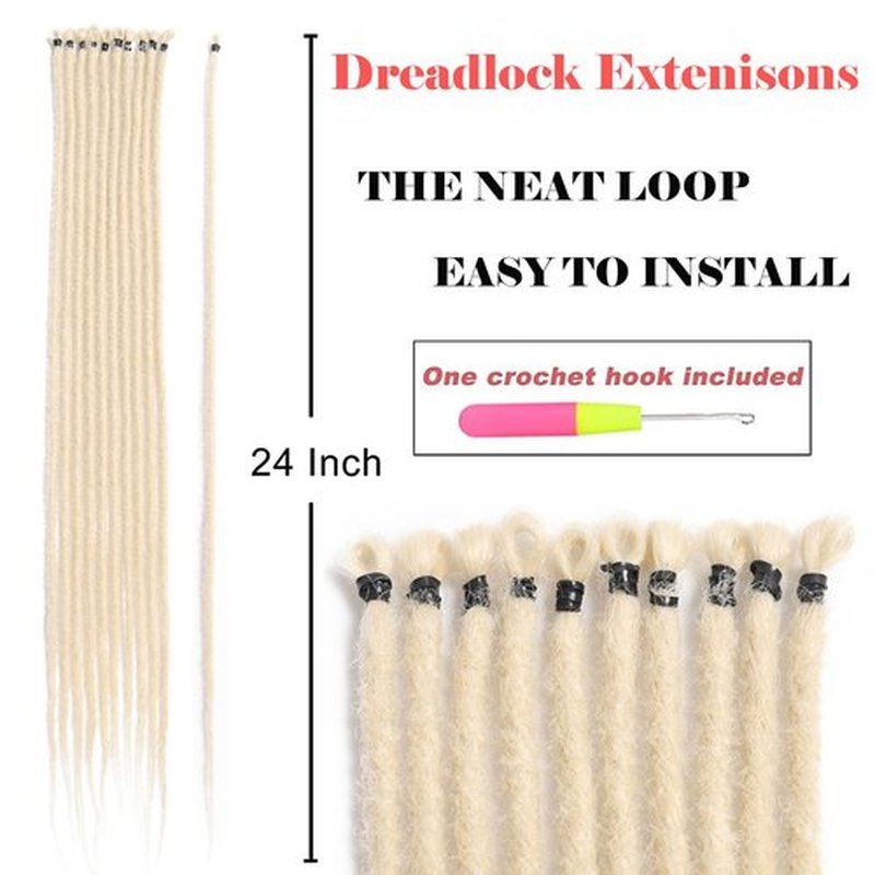 Dreadlocks Extended Thin 0.6cm 20 strands 24 inch handmade soft reggae hair Hip Hop style synthetic Horror Extension Long crochet hippie Horror lock hair #613
