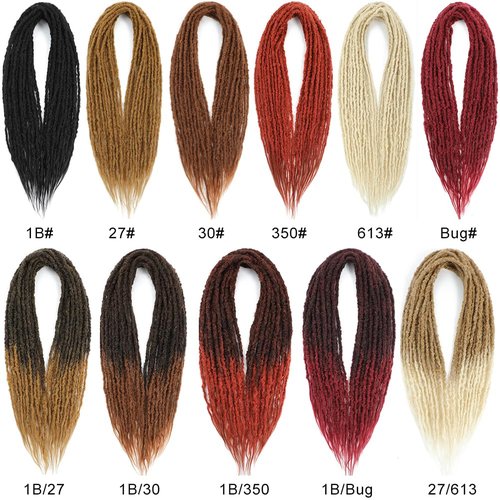 Aguacor Synthetic Textured Dreadlocks Straight Double Ended Dreadlock Extensions with Texture 20inches 5 Strands Thin Soft DE Dreadlock Extensions for Women (5 Strands, 1B/Bug)