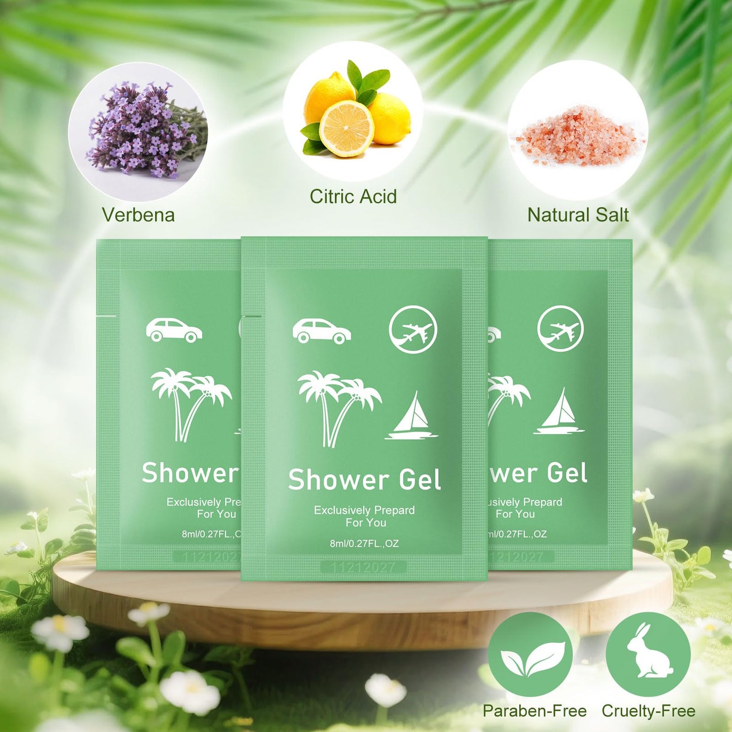 fafortune Travel Size Body Wash Bulk,Verbena Scent,0.28 fl oz (8ml) Small Size Mini body wash,Hotel Supplies Bulk for Guests Airbnbs Homes Resorts Offices and Gyms (pack of 100, verbena)