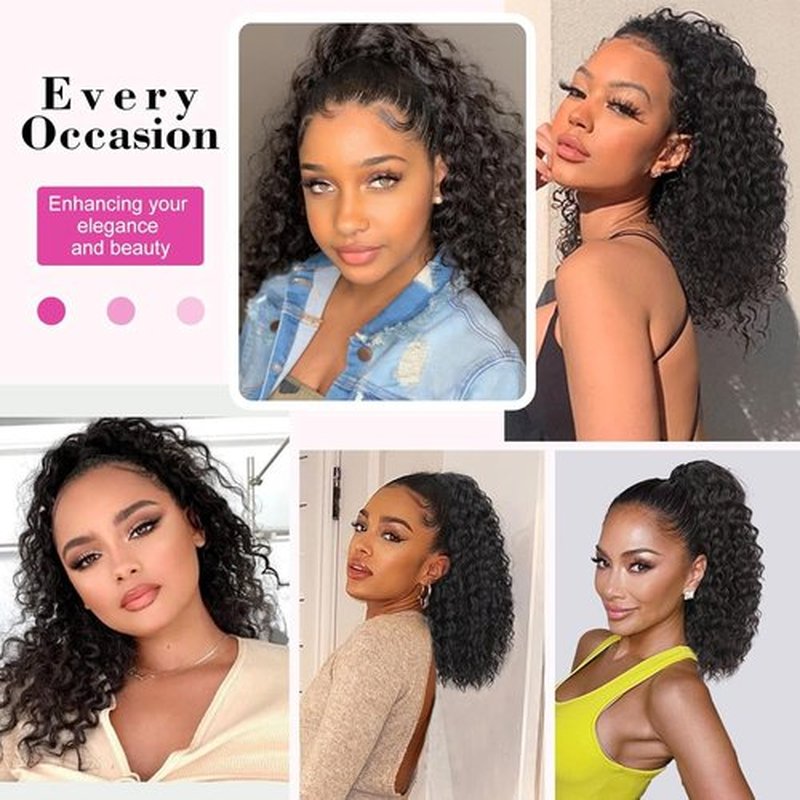 AISI BEAUTY Curly Ponytail Extension Drawstring Ponytail for Women 18 Inch Fake Ponytail Synthetic Clip in Pony Tails Hair Extensions