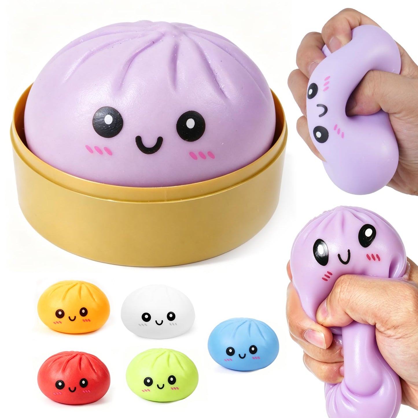 Dumplings Squishy Mystery Dumplings Squishy Stress Balls Fidget Sensory Toy Soft Squeeze Decompression Dough (Purple)