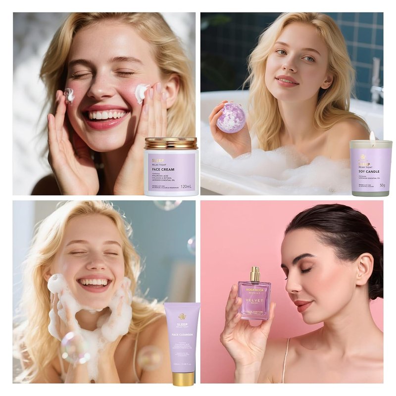 Lavender Bath & Body Gift Basket Set - 25 Pcs Hydrating Skin Care for Women | Self-Care Spa Gifts, Necklace Included