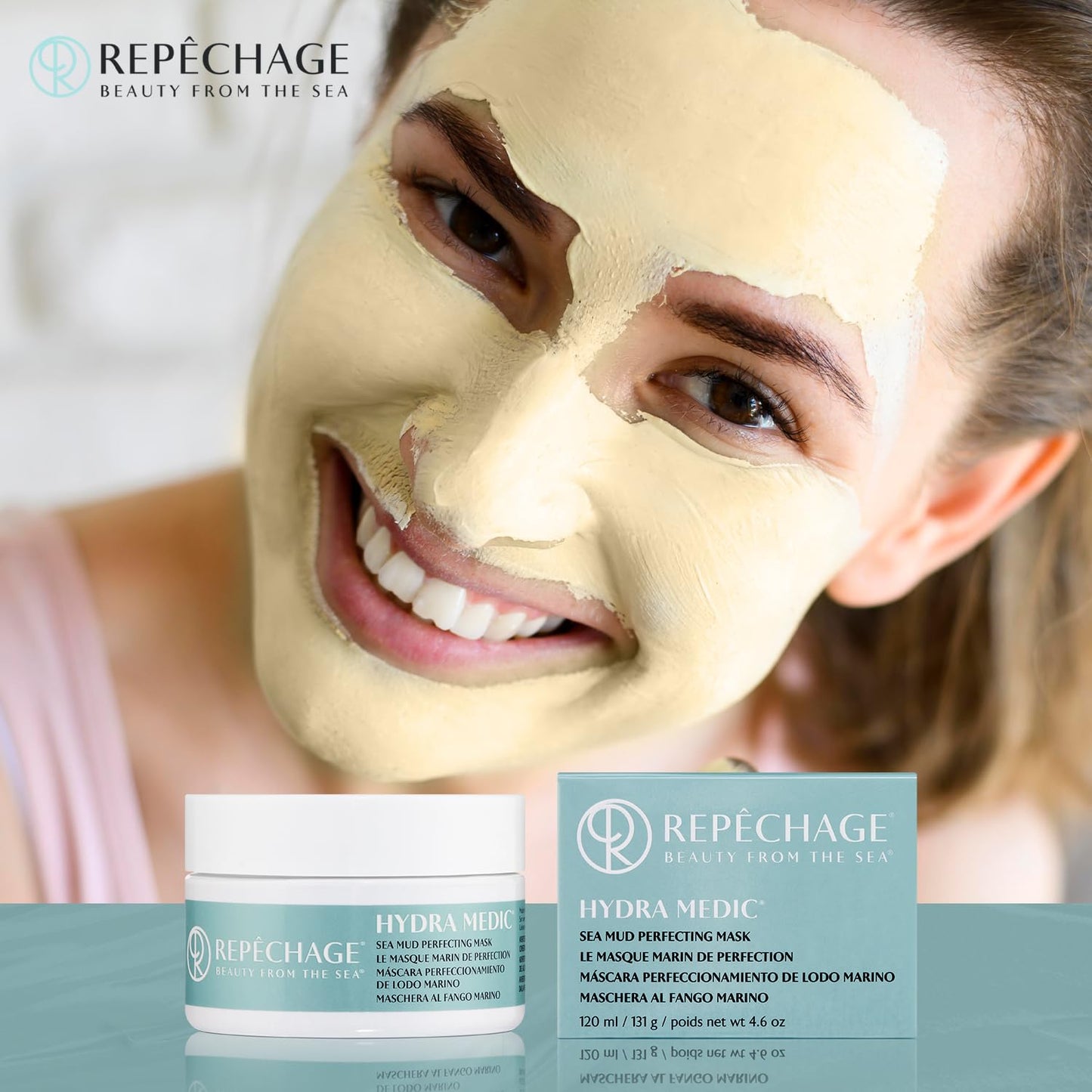 Repechage Sea Mud Mask – Deep Pore Cleansing Clay Face Mask with Seaweed for Women and Men, Exfoliating Mud Mask for Oily, Dry, Sensitive, Problem Skin, for Clearer, Smoother Complexion, 4 fl oz