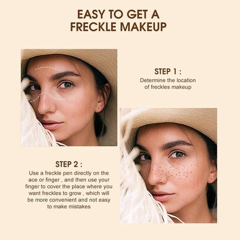 Melsintern Light Brown Freckle Pen，Natural Freckles Makeup Pen, Lifelike Freckle, Face Tattoo Freckle Stamp,Long Lasting Quick Dry Waterproof Freckles Makeup,Freckles FaceTattoo，Freckle Pencils
