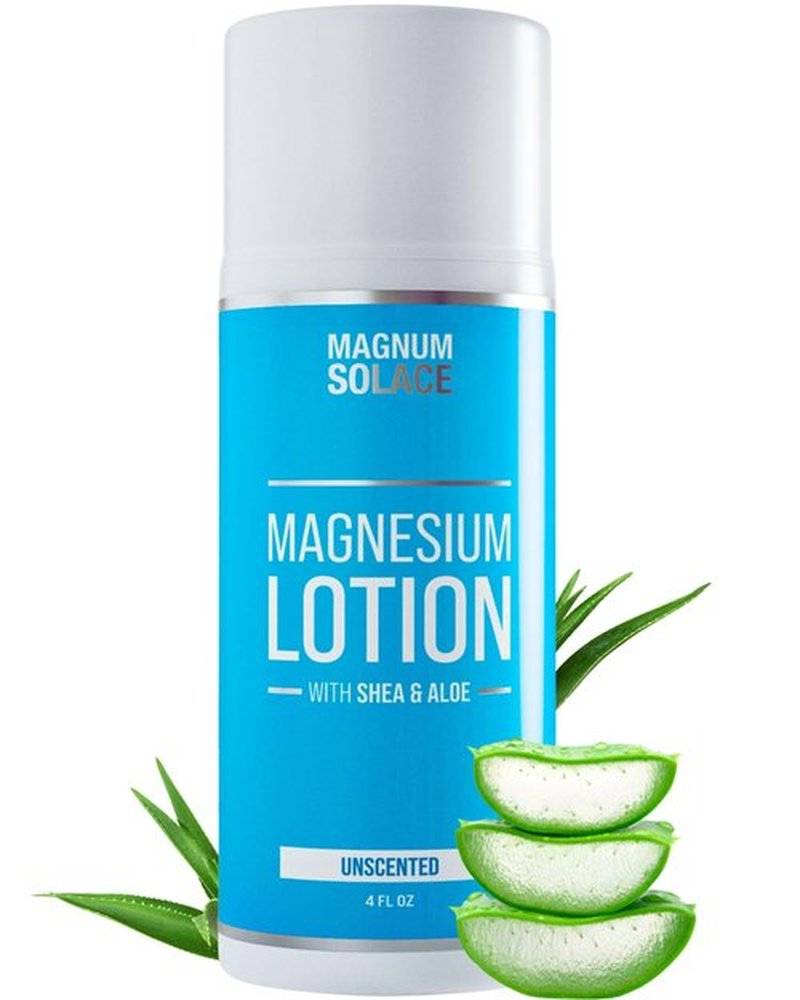 Magnesium Lotion – Super Concentrated – Made with Aloe and Shea – for Leg Cramps, Sore Muscles & Joints, Rejuvenation – Safe for Kids, Made in The USA (Unscented)