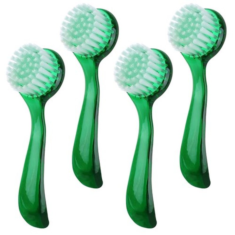 Beomeen Facial Cleansing Brush 4 PCS, Facial Exfoliating Brush Face Wash Scrub Exfoliator Brush for Makeup Skincare Removal (Green)