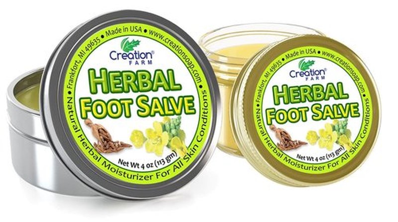 Creation Farm Foot Salve Herbal Balm Cream - Balsamo pomada crema herba de Los pies featuring Peppermint, Tea Tree plus 10 botanicals