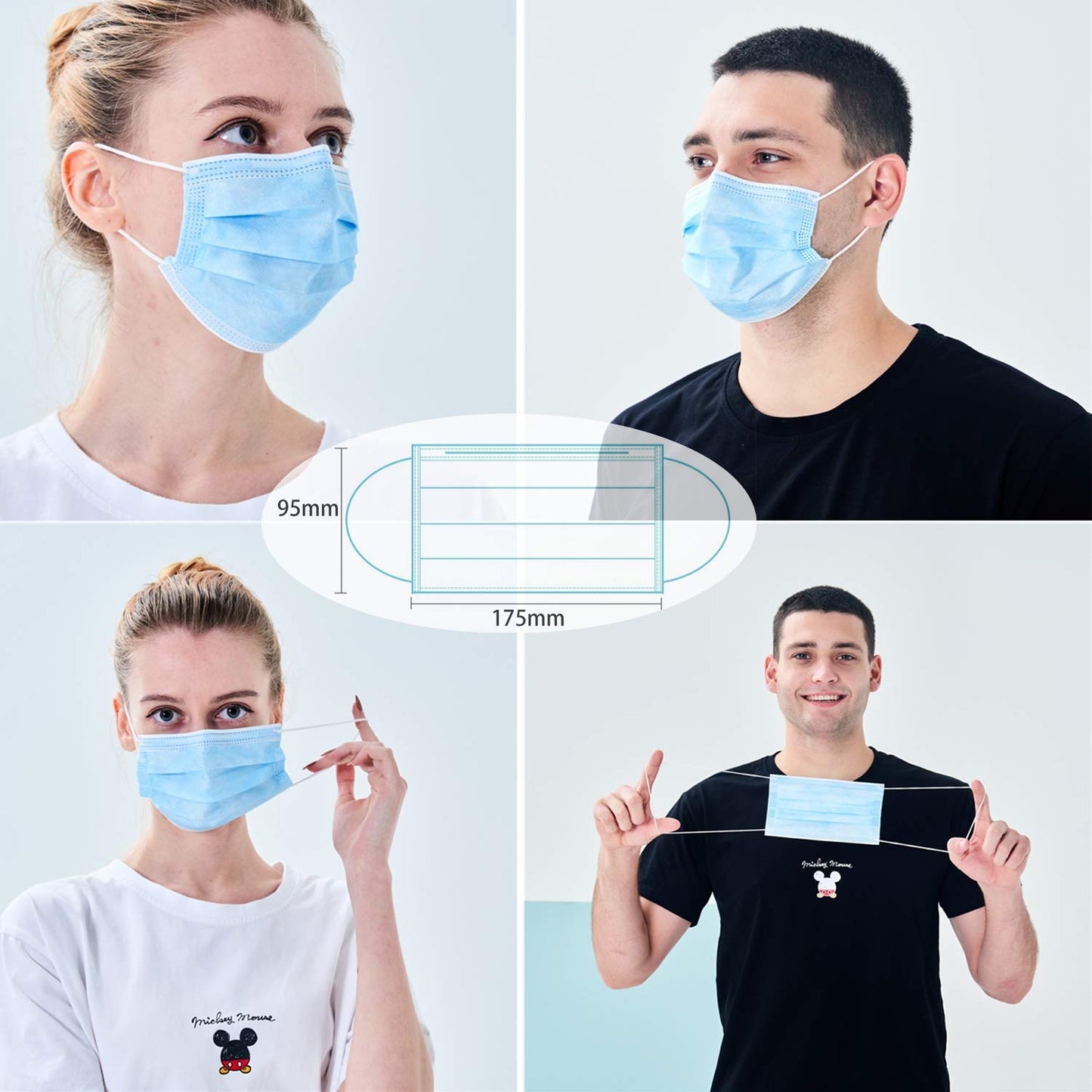 mystcare Disposable Face Mask 50 Pack Individually Packaged Wrapped Protection For Adults 3-layer Filter Safety Face Masks