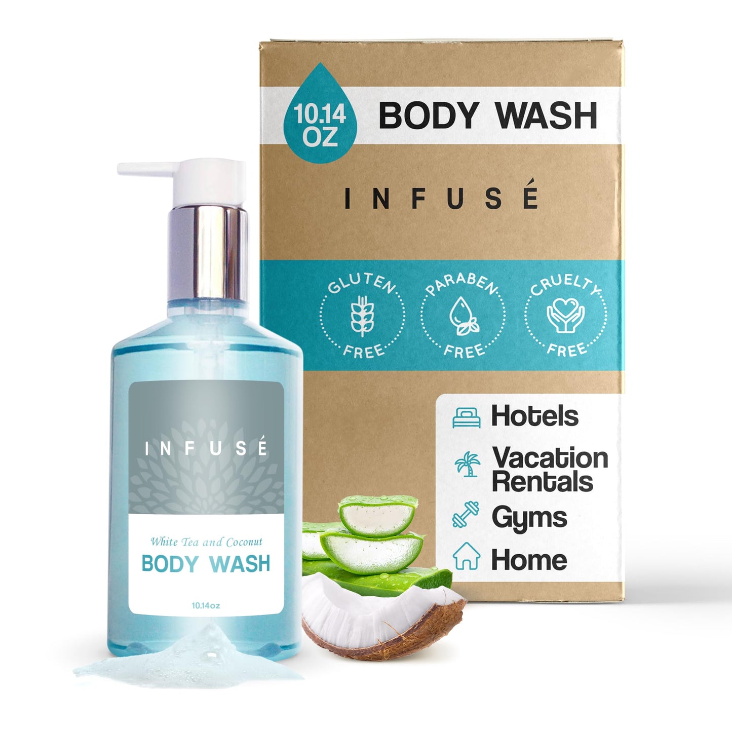Terra Pure Infuse Body Wash, Retail Size Hotel Amenities, 10.14 oz.