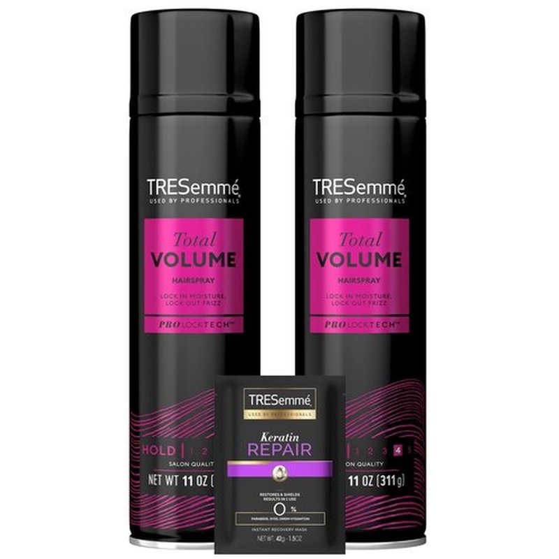 TRESemmé Hairspray, Total Volume, 2-Pack + Keratin Repair Hair Mask – Moisturizing Hair Spray, Anti-Frizz Hair Products (3 Piece Set)