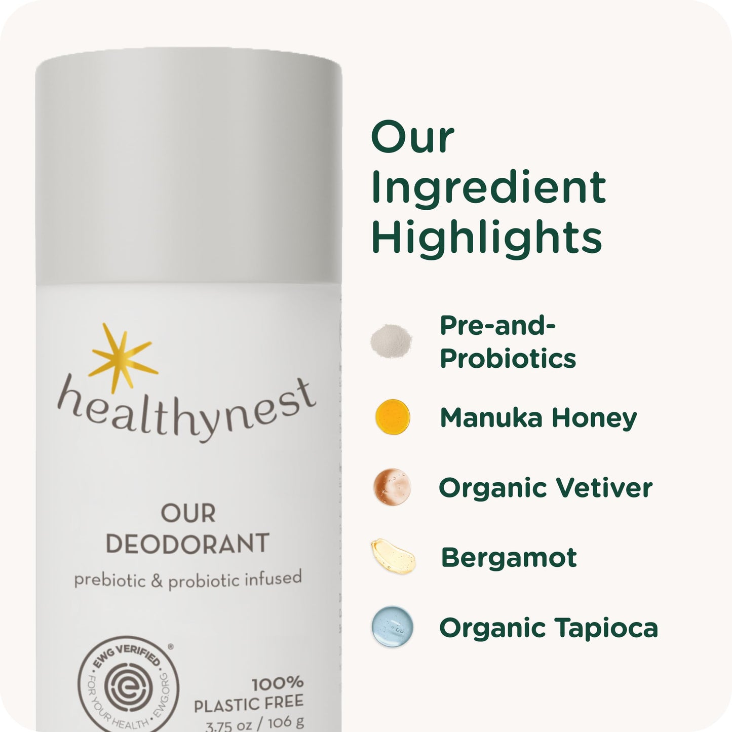 HealthyBaby Our Deodorant - Pregnancy Safe Deodorant for Women - Infused with Pre-and-Probiotics - Supports Healthy Skin - Supports Healthy Microbiome - Sensitive Skin Friendly - 3.75 oz