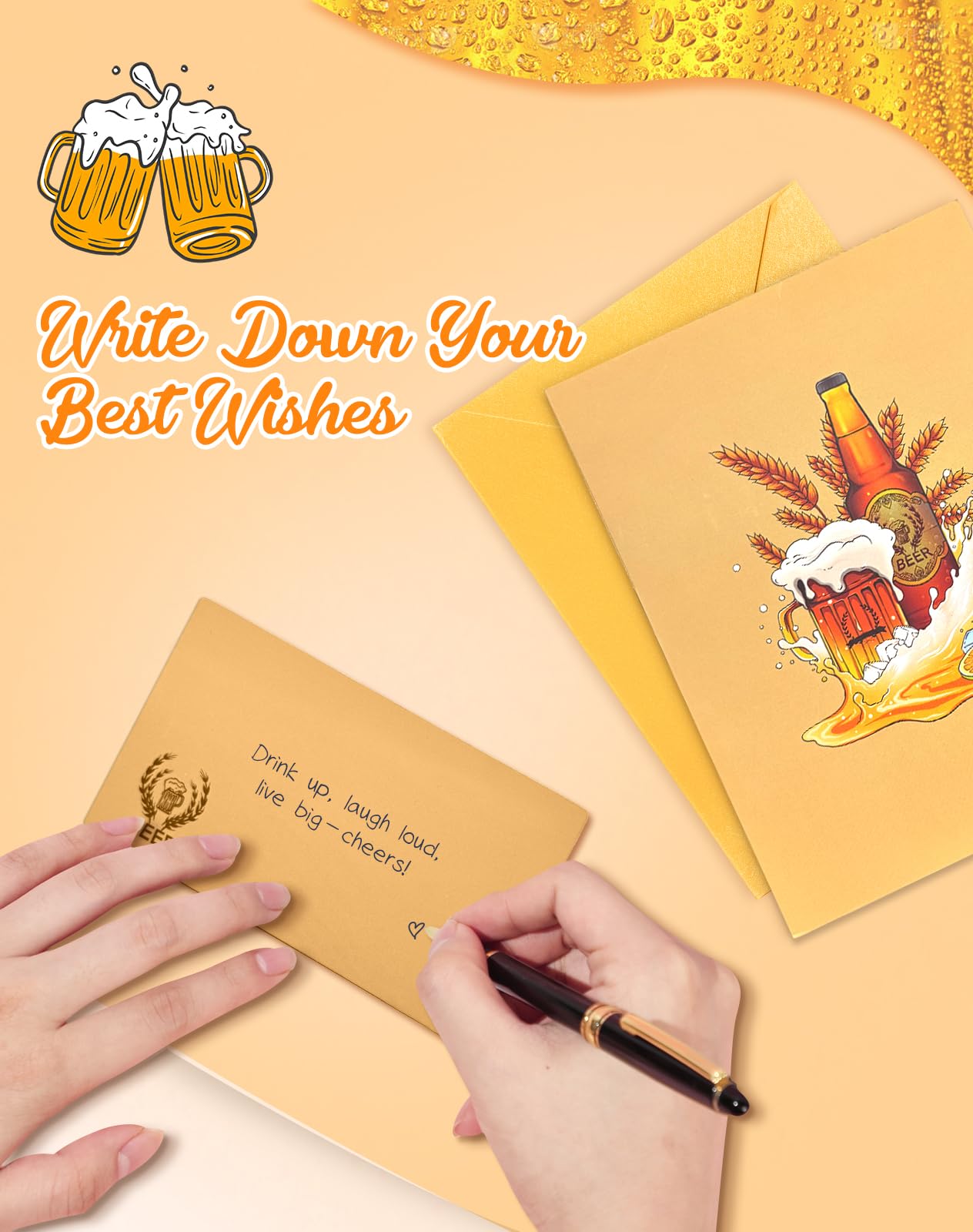 Coralogo Beer Pop up Cards with Envelope - 3D Birthday Cards with Blank Note for Men Husband Boyfriend Uncle Grandpa, Cheers Bday Gift for Father's Day Retirement All Occasion from Wife Girlfriend