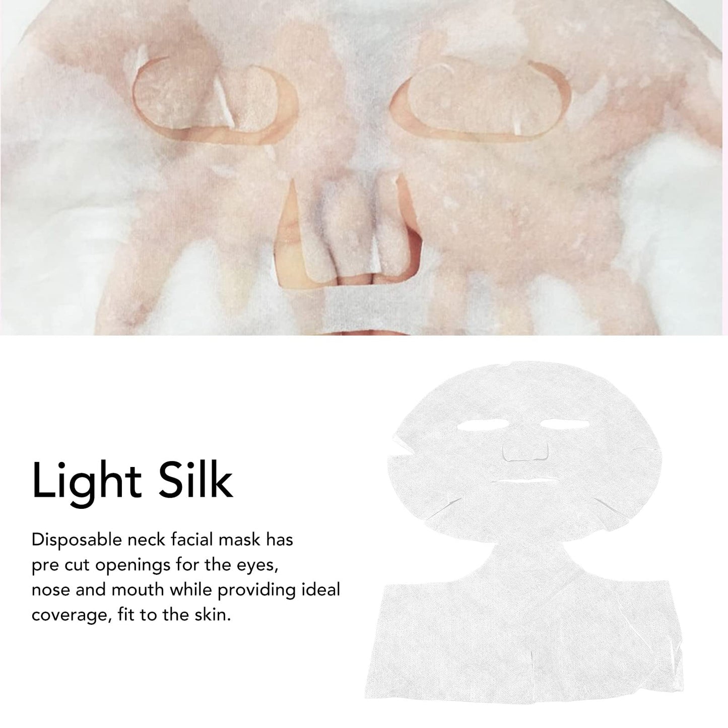 50 Pcs Disposable White Silk & Neck Mask Paper Wrapped Moisturizing Patch, Pre-Cut Mask Sheets, Light Silk Material, Spa Skin Care