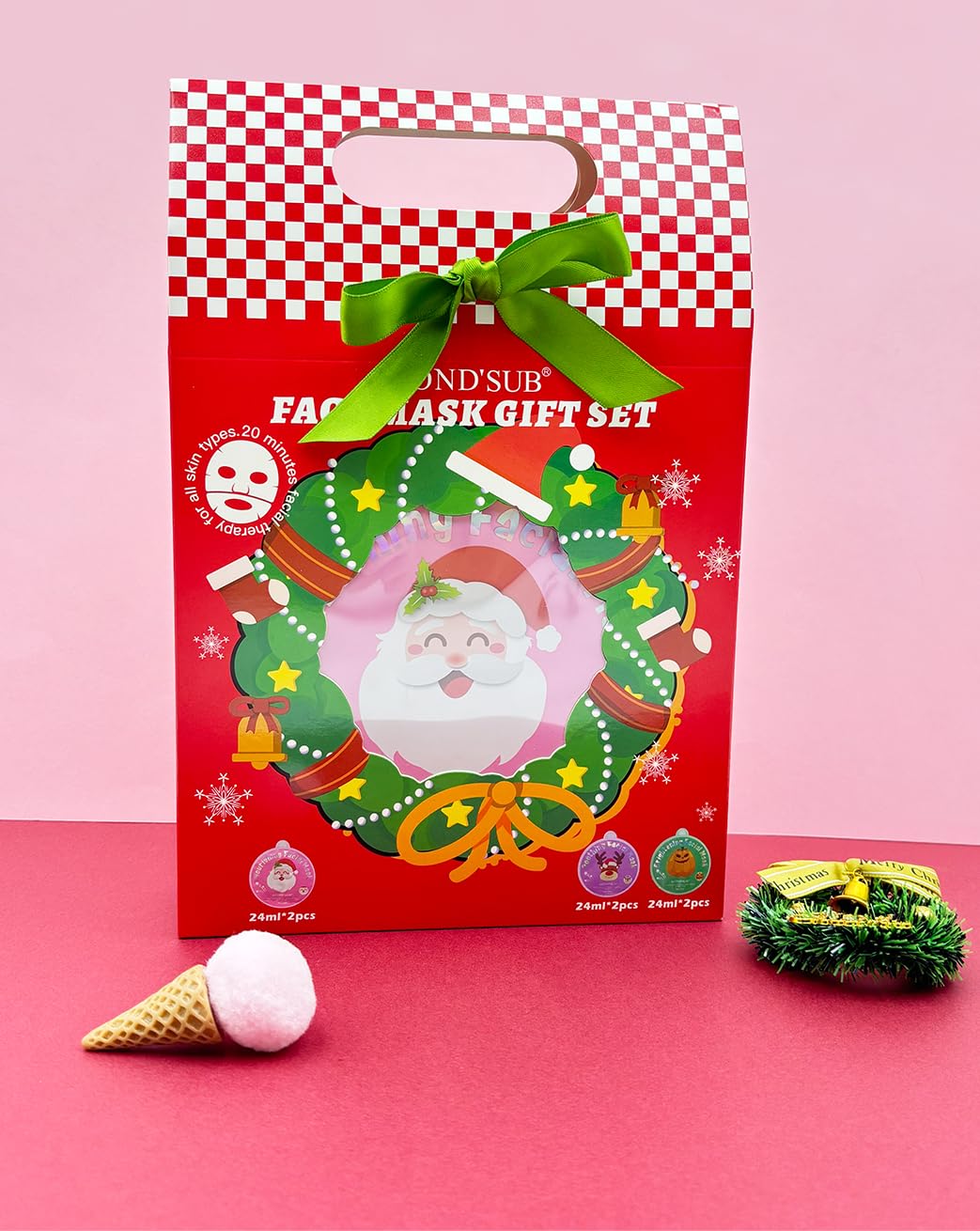 MOND'SUB Christmas Face Masks, Hydrating,Brightening,Nourishing and Soothing Sheet Animal Mask Set,Spa Kit for Women Skin Care,Stocking Stuffers Gifts,Korean Facial Masks,6 Pcs