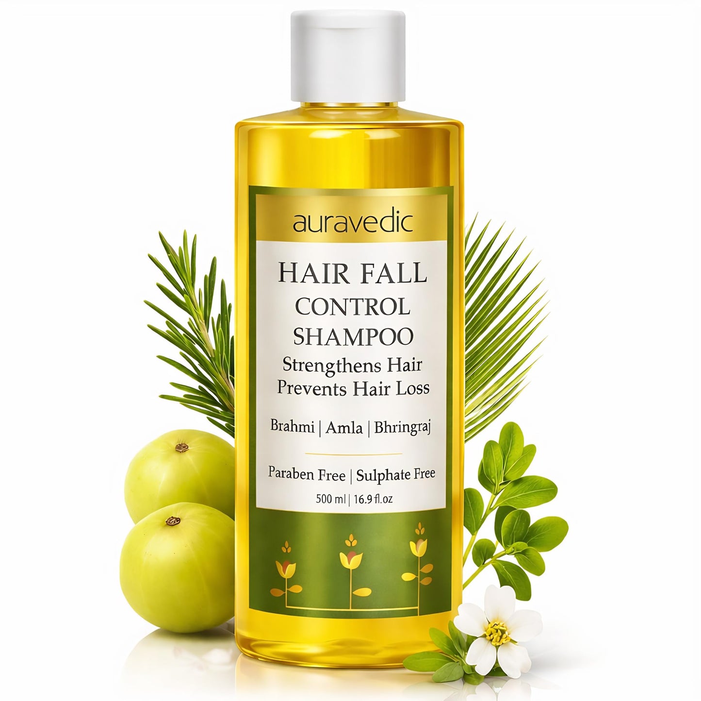 Auravedic Hair Loss Shampoo for Thinning Hair | Hair Growth & Thickening with Bhringraj, Amla & Brahmi | Reduces Hair Fall & Breakage | Sulfate Free Color Safe for Women & Men | 16.91 Fl Oz (500ml)