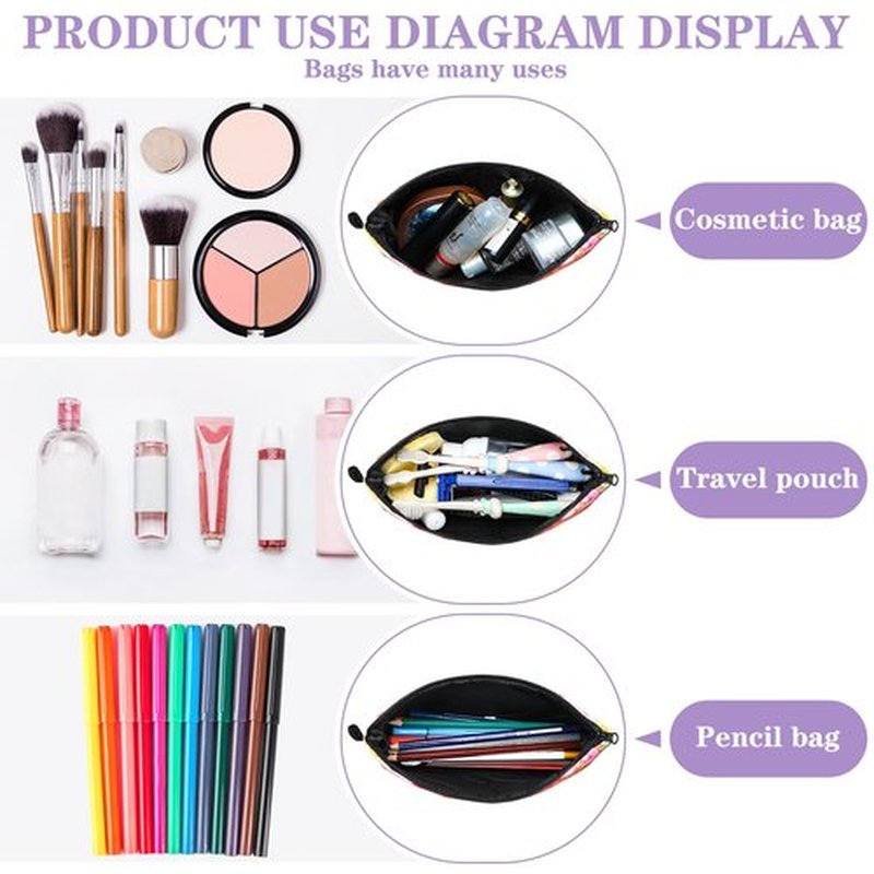 Chunful 12 Pcs Inspirational Christian Bags Bulk for Women Bible Verse Cosmetic Bag Pencil Pouch Gift Zippered Flower Organizer for Student Office Journaling Supplies, 7.48 x 4.72 Inch(Stylish)