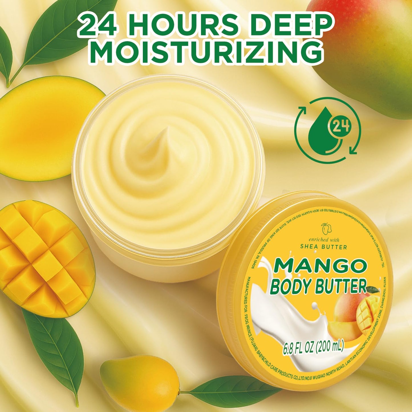 Embleaf Mango Body Butter, Shea Body Butter for Women Dry Skin, Natural Mango Lotion for Body Care Smell Good-6.8 floz(200ml)